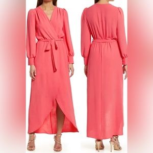 FRAICHE by J Coral Wrap Dress with Tulip Skirt